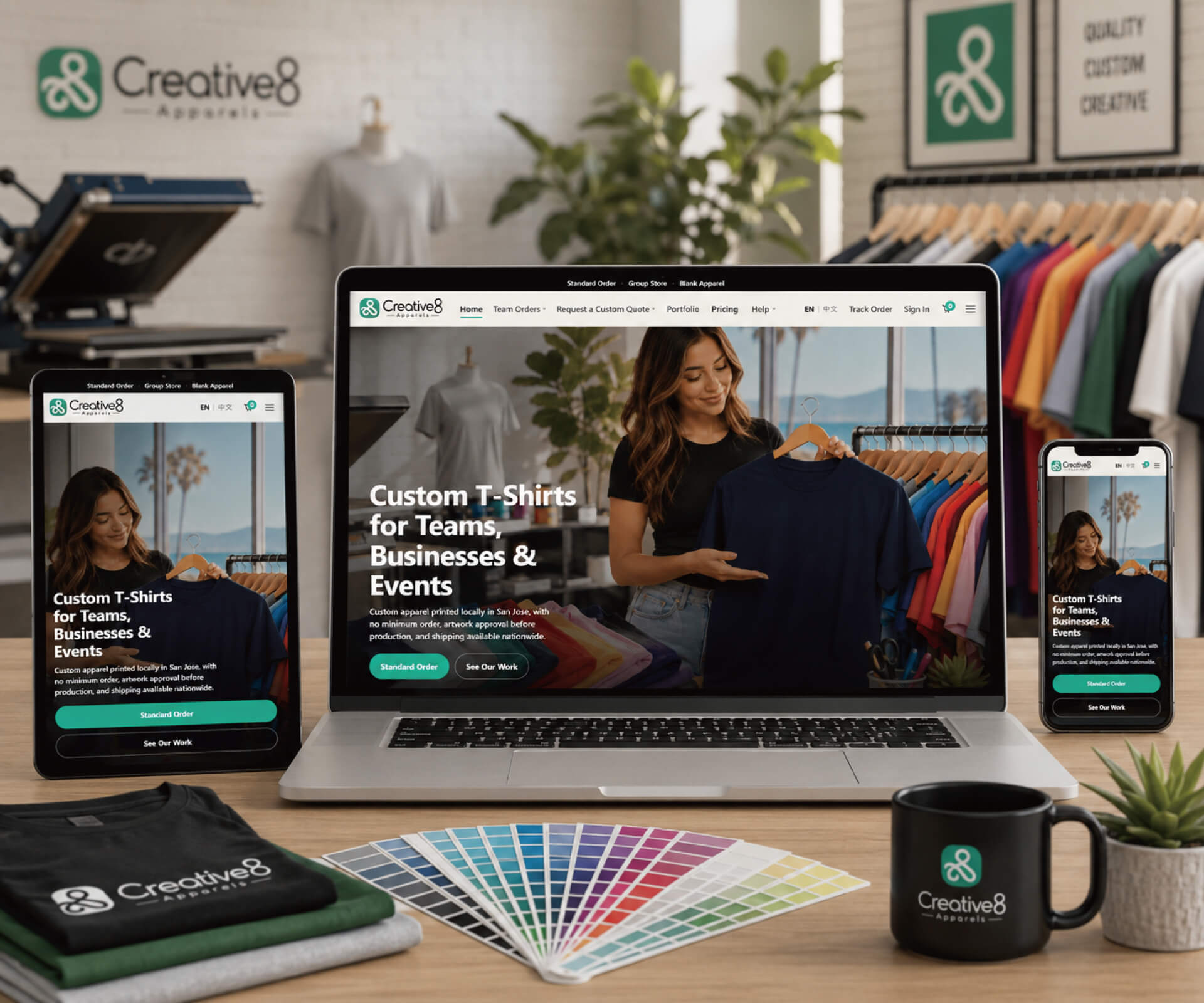 Creative 8 Apparels 電商網站｜讓客製服飾從選款、報價一路做到線上付款 - 網頁設計案例